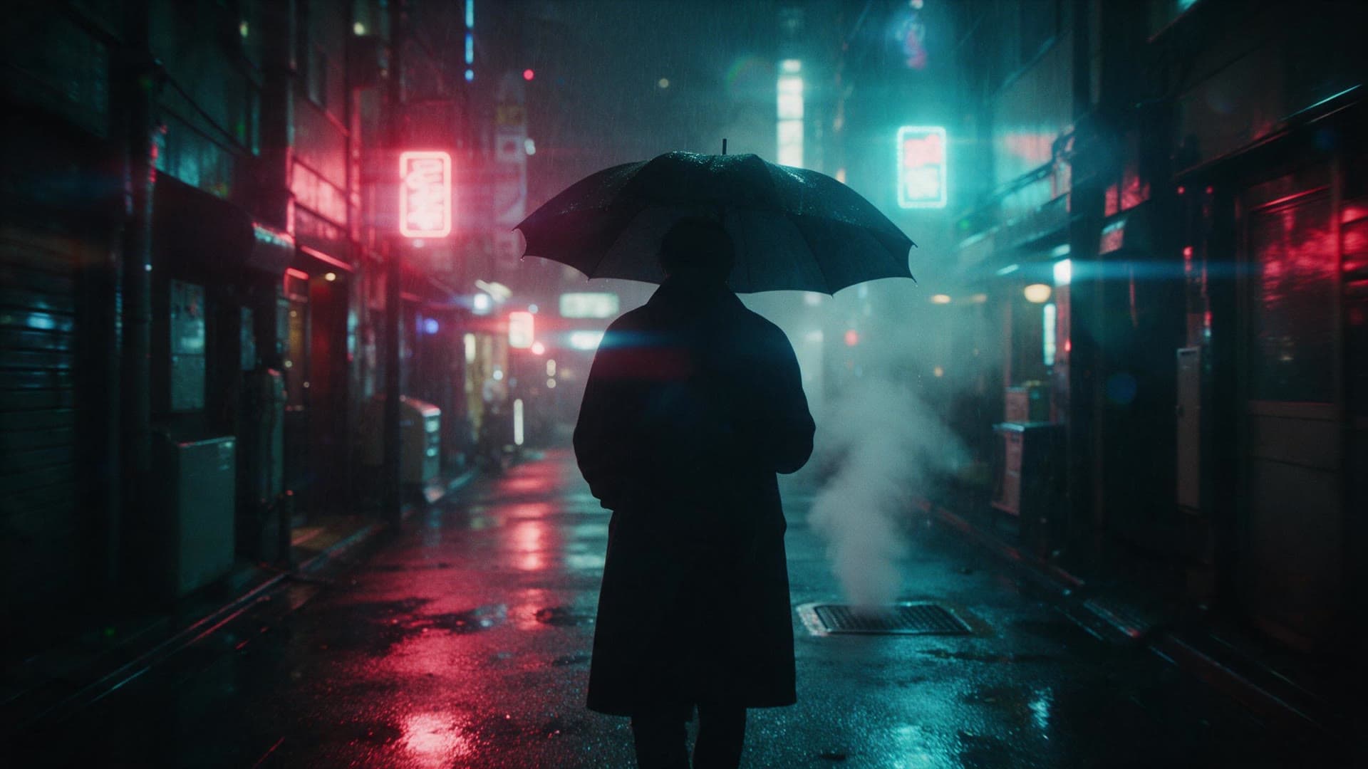 Neon rain alley, the generated first frame