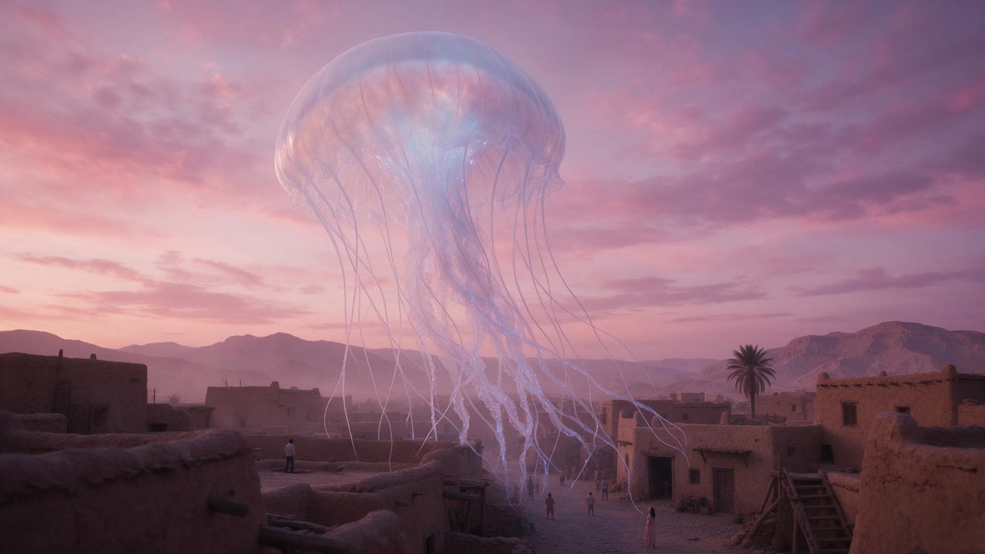 Desert jellyfish, the generated first frame