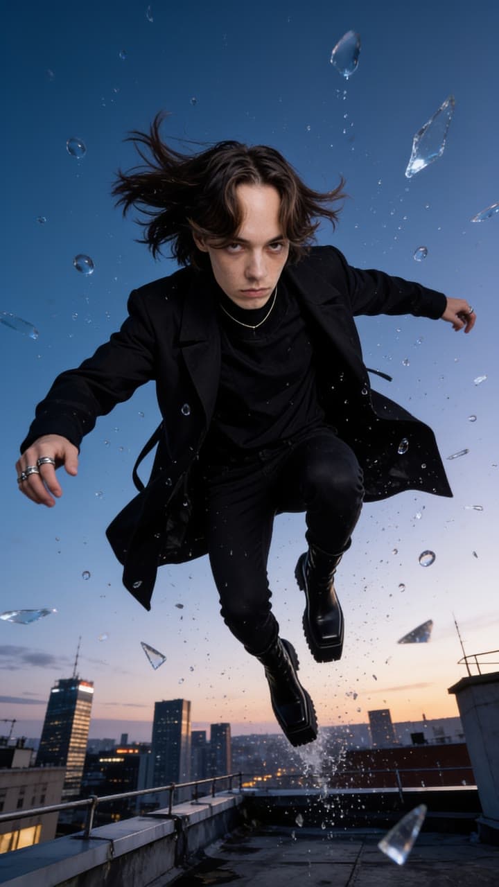 A character, mid-leap, a real run on Leap