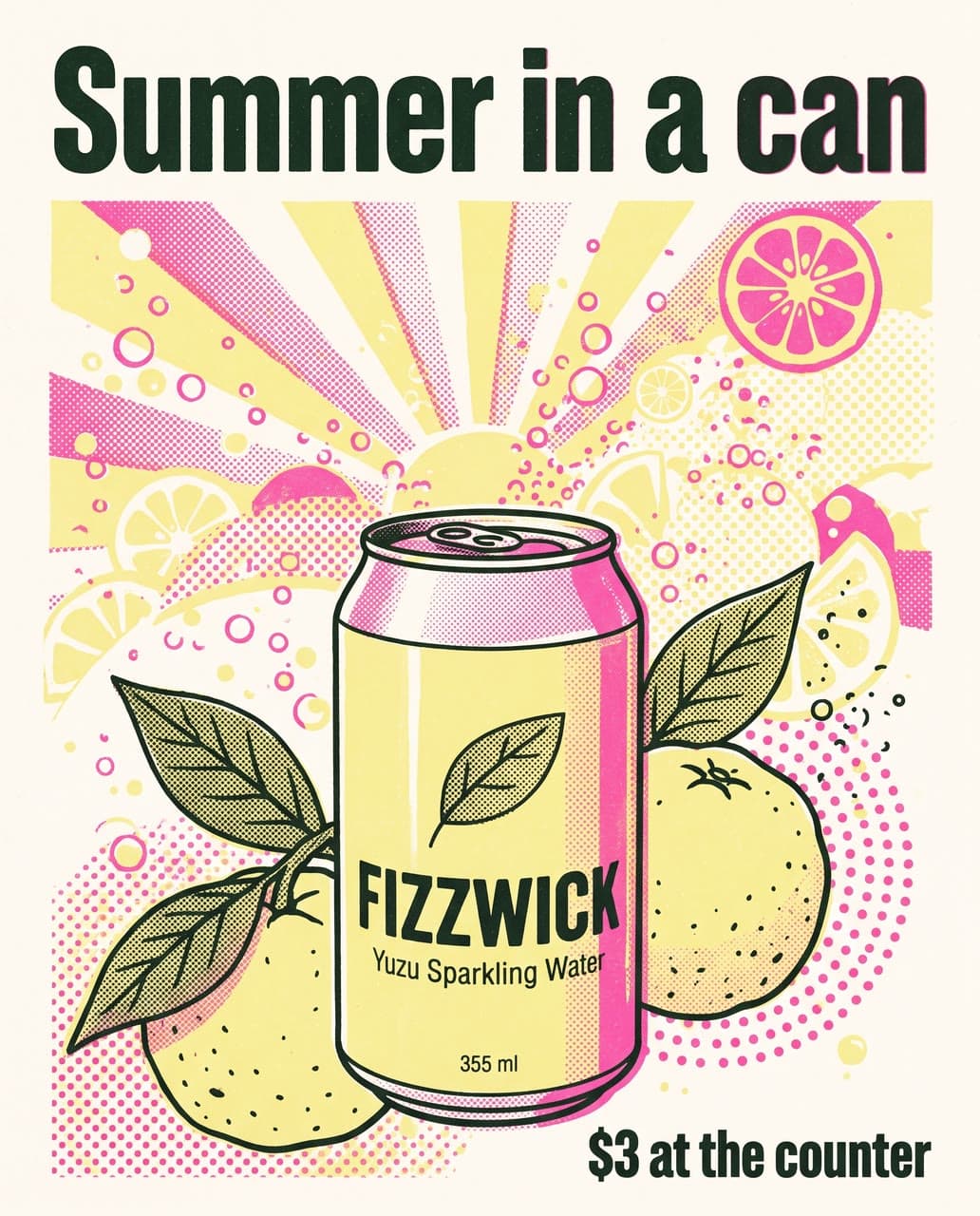 Summer in a can, risograph, a real run on Leap